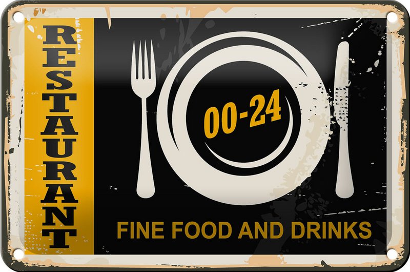 Tin Sign Retro 18x12cm Restaurant Food Fine Food Drinks Decoration