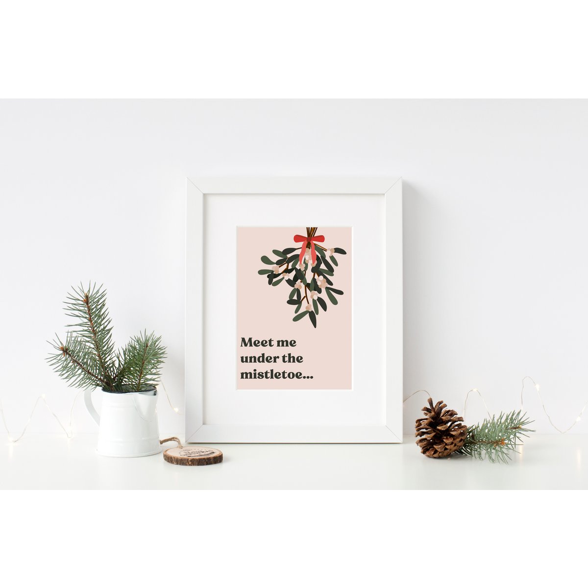 Mål mig under Mistletoe -plakaten, Marrier -plakaten, juleplakat, juleprint, mistelten print