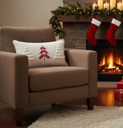 Alberi di Natale color crema e rosso – Fodera per cuscino / Kussenhoes – Natale 30×50 cm – Pelle Urbane