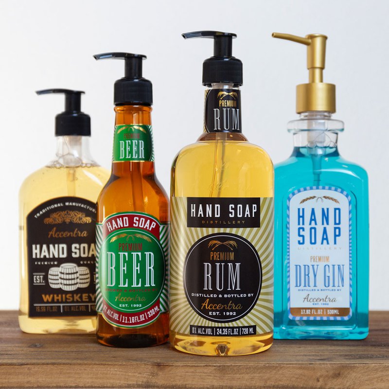 Distributore di sapone con sapone per le mani, bottiglia di birra BIRRA 330ml