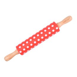 Kinder Nudelholz aus Silikon mit Punkten rot 30 cm Isabelle Rose