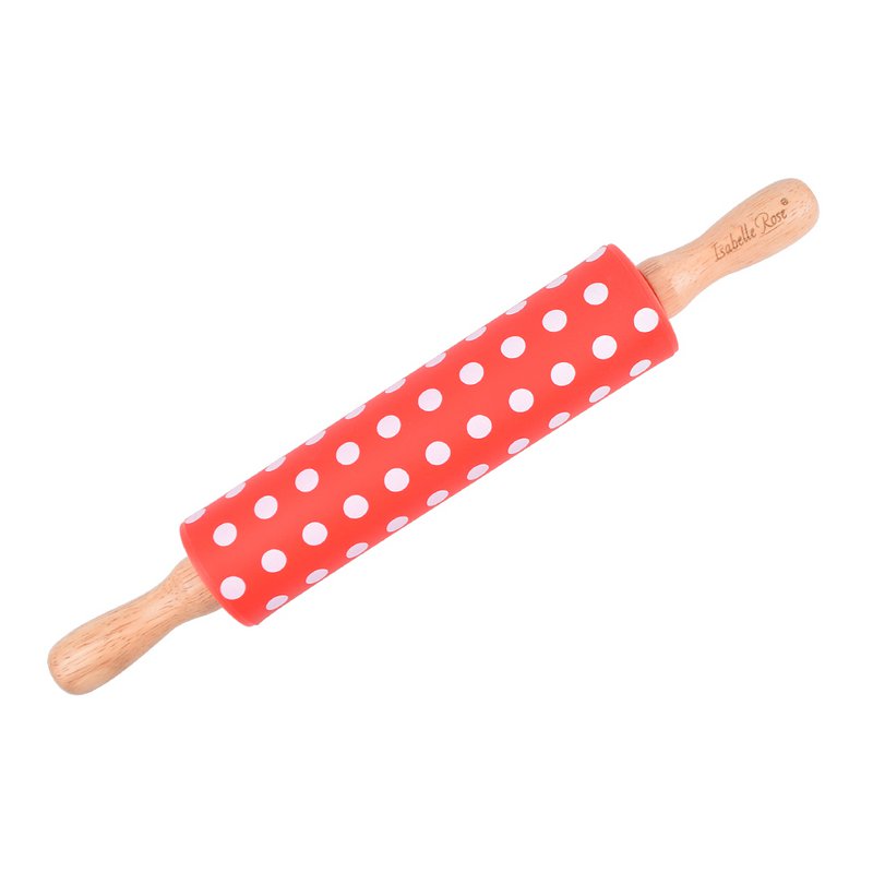 Kinder Nudelholz aus Silikon mit Punkten rot 30 cm Isabelle Rose