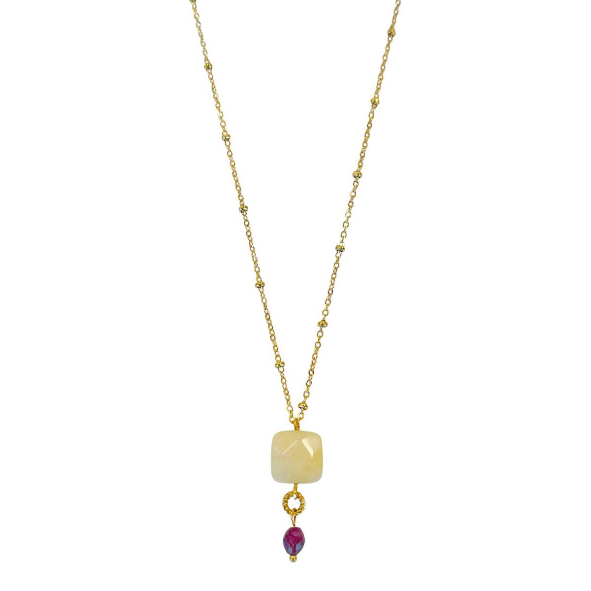 Jade & Granaat Ketting - Goud