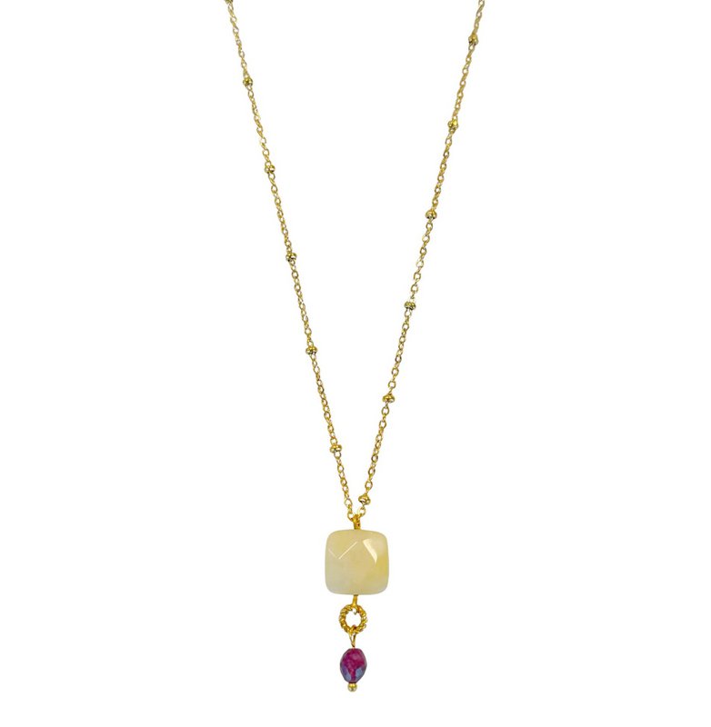 Jade & Granaat Ketting - Goud