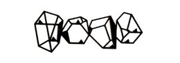 Black geometric wall decor with irregular polygon shapes.