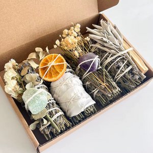 Lavender Incense Set with Crystals, Sage & Palo Santo - Relaxation & Meditation | Healing stones