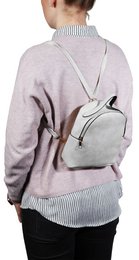 Women's backpack made of imitation leather, white, length: 21.5 cm / width: 19.0 cm / thickness: 8.0 cm
