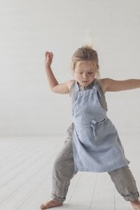 Unisex-Latzschürze aus Leinen für Kinder