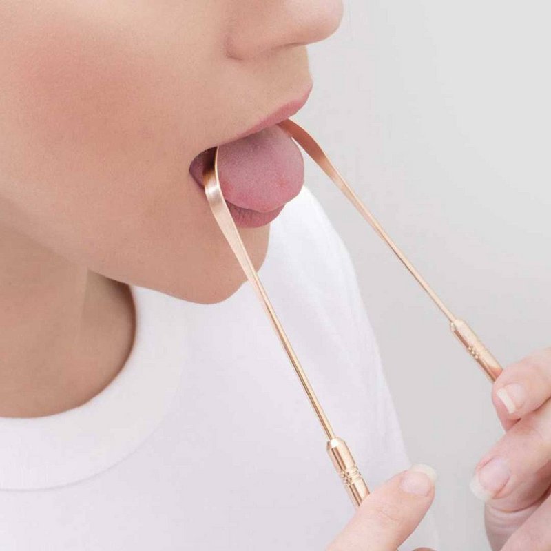 Copper tongue scraper