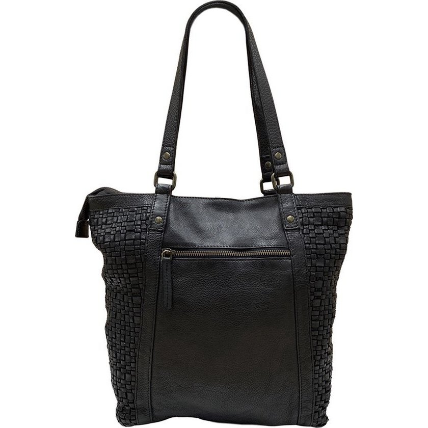 Arrigo Ladies Shopper - sort flettet læder med lynlås