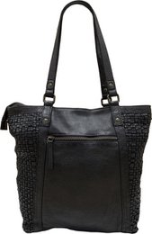 Arrigo Ladies Shopper - sort flettet læder med lynlås