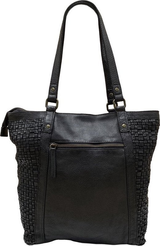 Arrigo Ladies Shopper - sort flettet læder med lynlås