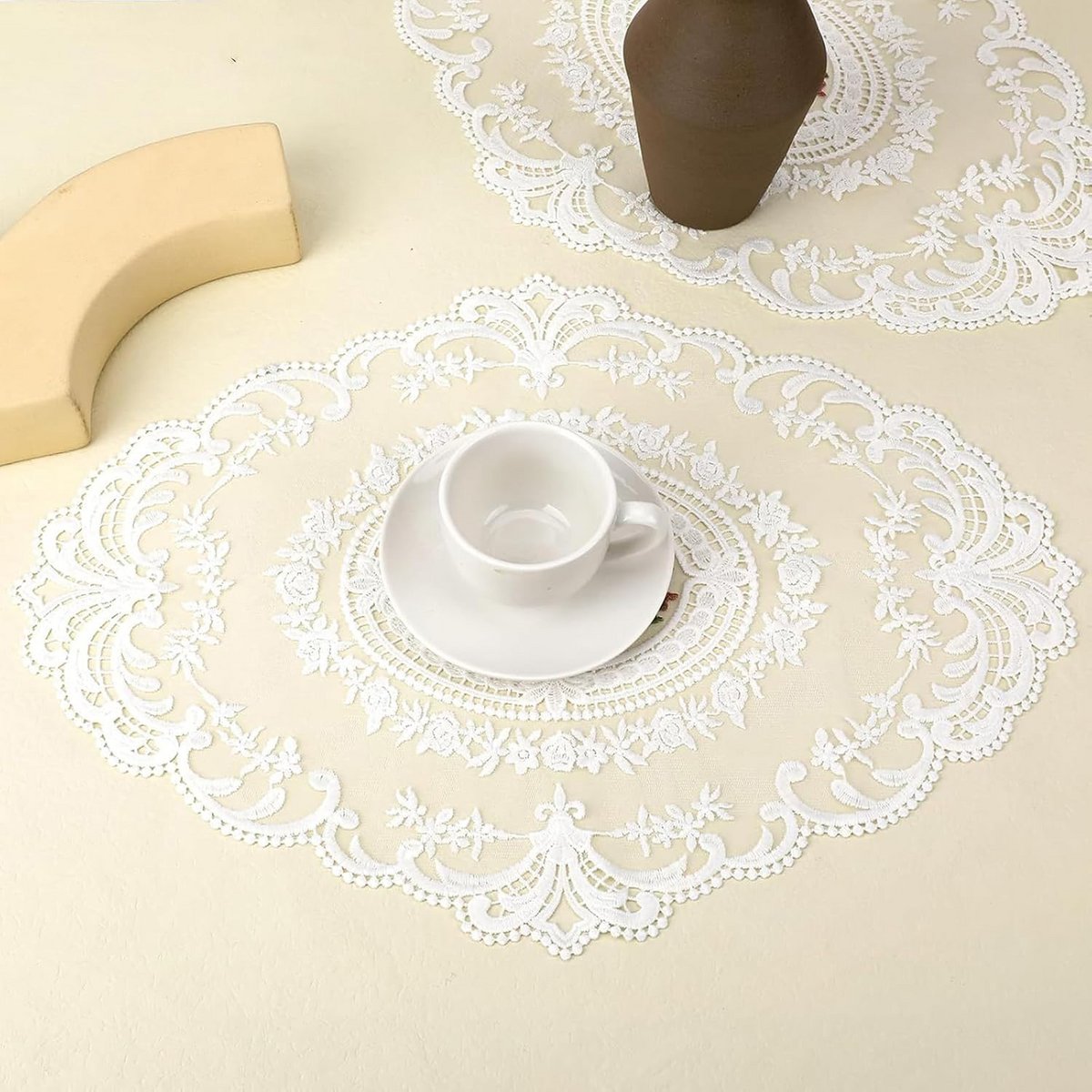 Round Table Mats – Vintage Lace Cotton – 2 Pcs Set