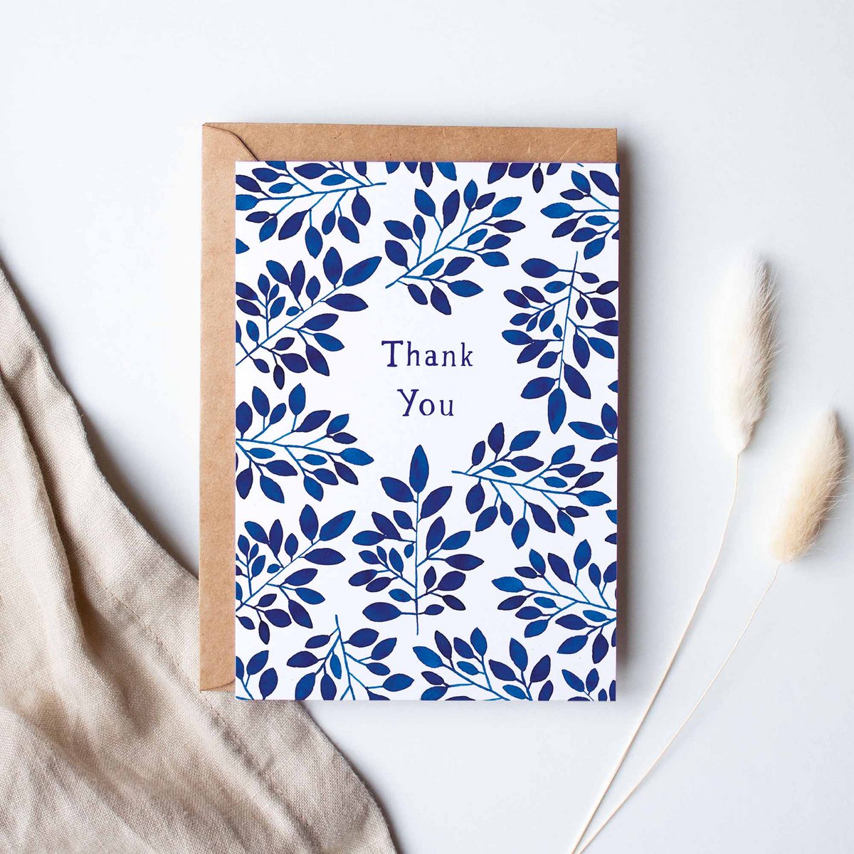Folded Card "Thank You Blue Leaves"