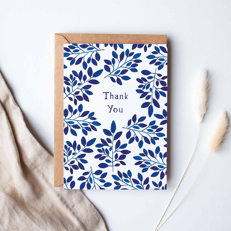 Folded Card "Thank You Blue Leaves"
