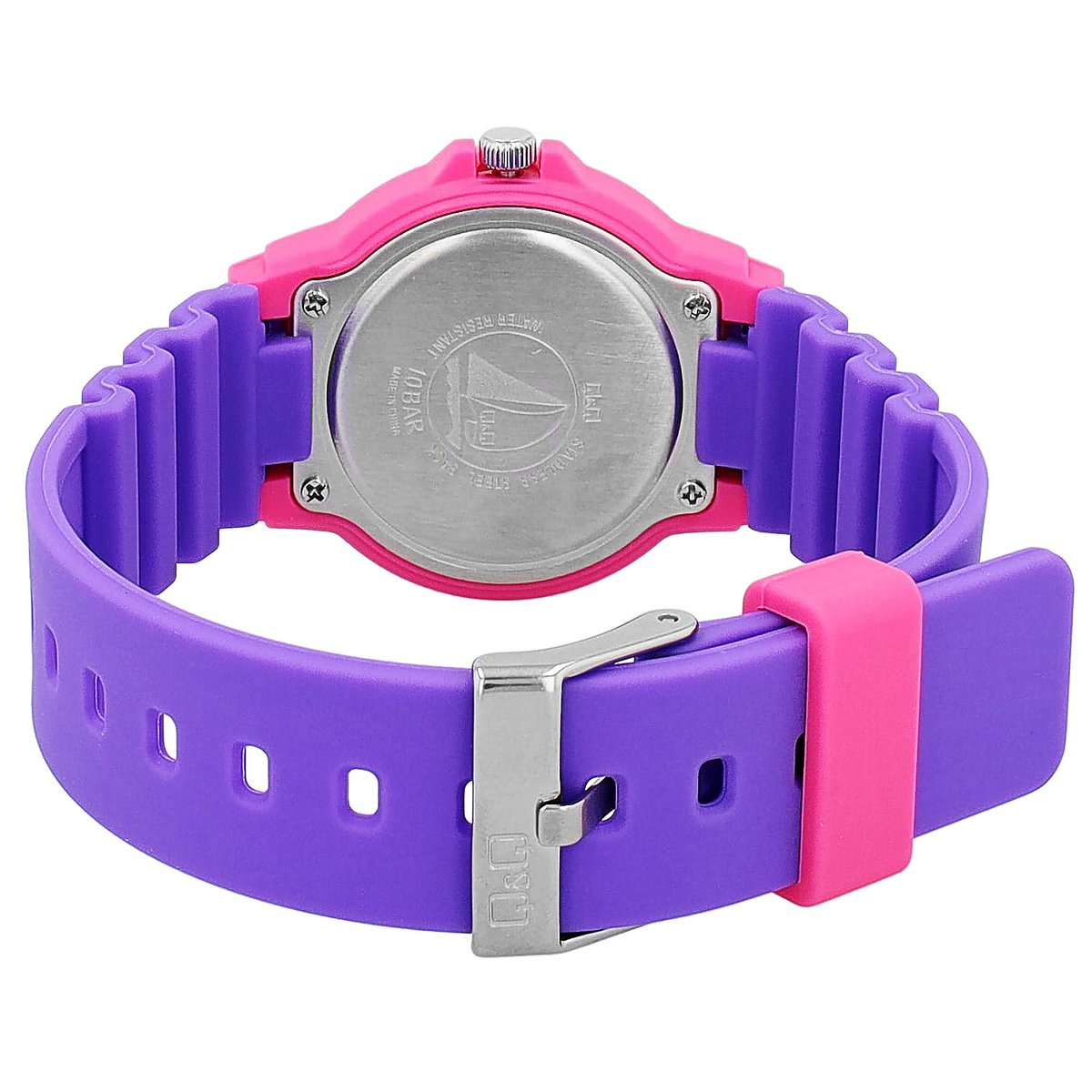 Q&Q Kinder/ Mädchen, Uhr mit Silikonarmband, Ø 33 mm, lila/ pink