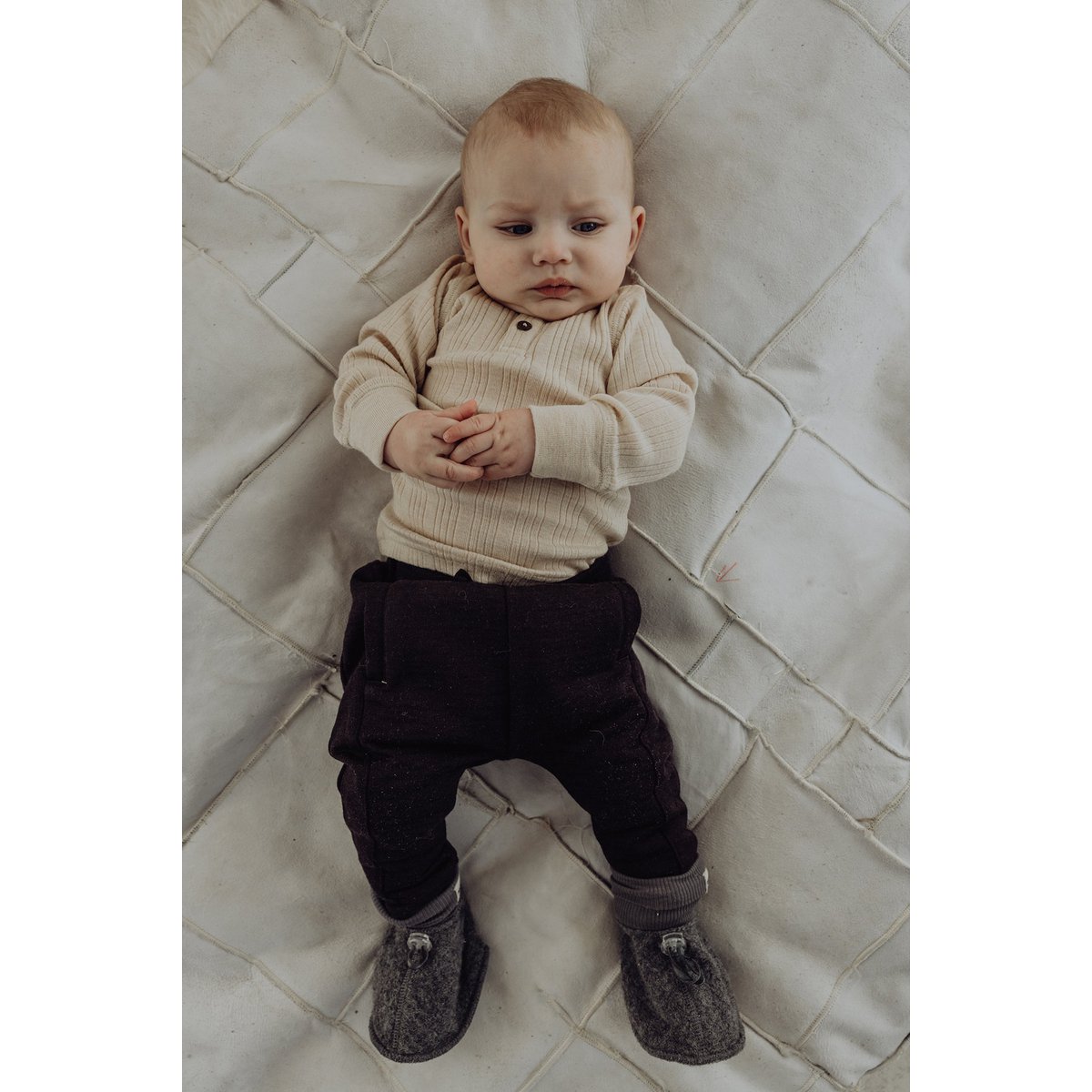 Wool Baby Booties - Storm