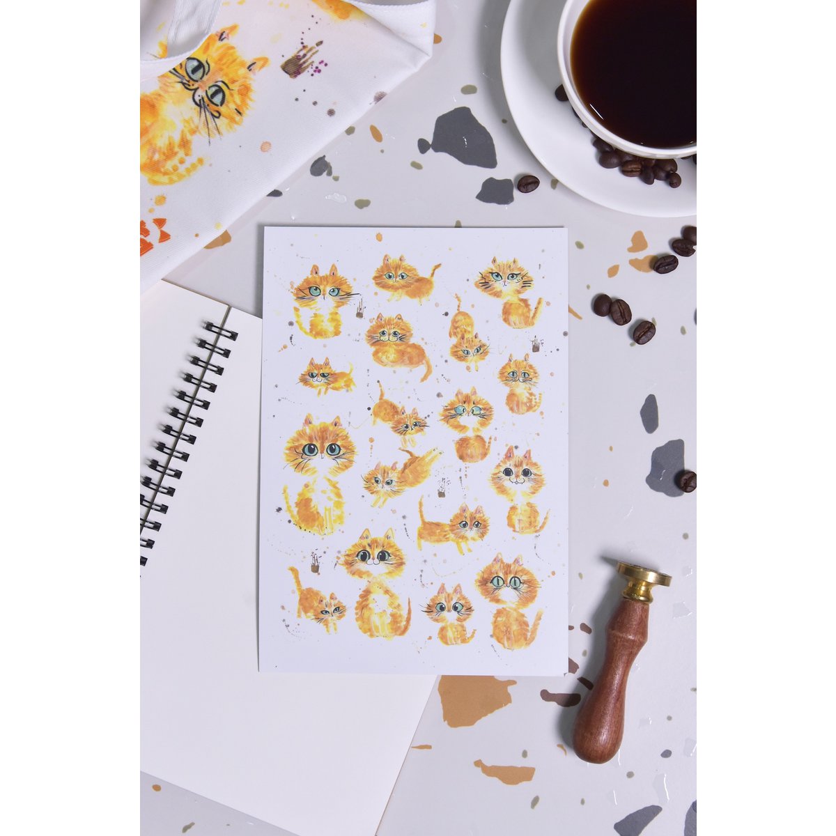Purradise – Printed Cat Watercolor Postcard A5