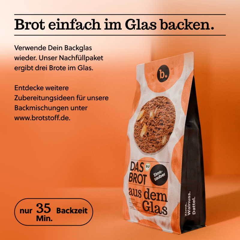 Refiller for organic bread baking mix in the glass "Zimtzauber" (600 g)