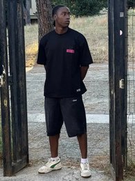 T-shirt Nera 100% Cotone Boxy Fit Horda X3
