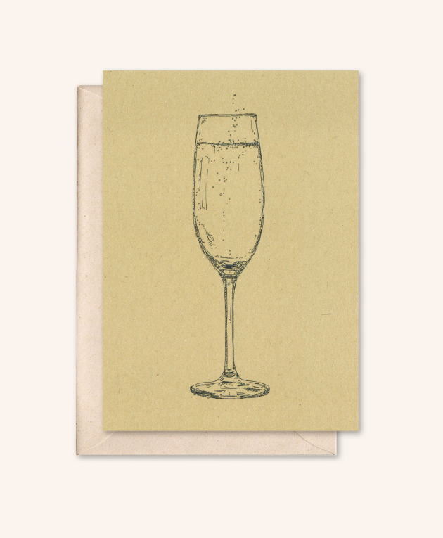Bæredygtigt kort + kuvert | Prosecco | Valnød