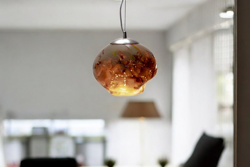 Hængende lampe linea flerfarvet bol | Glas vedhæng | Design hængende lampe