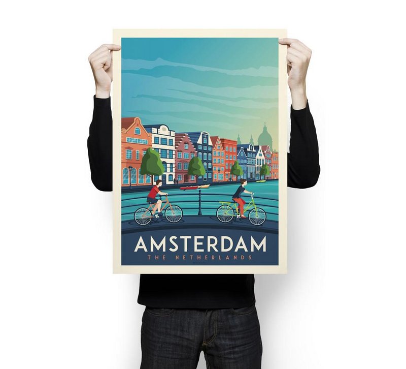 Vintage Amsterdam Poster | Premium poster City Amsterdam Netherlands