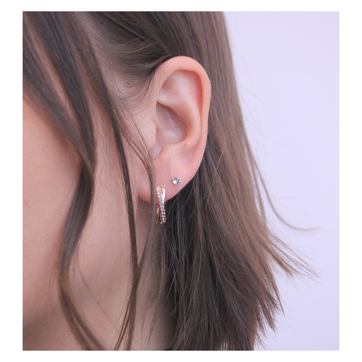 Criss Earrings - Rose Gold and Crystal
