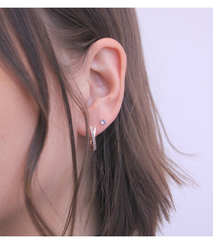 Criss Earrings - Rose Gold and Crystal