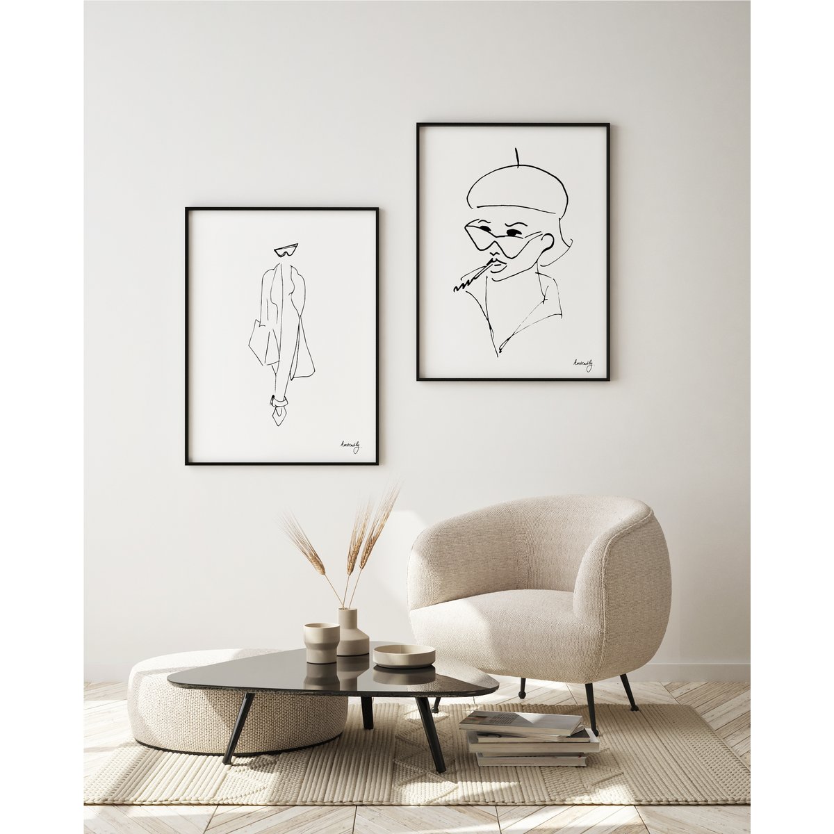 Fashionably Late- Woman Sculpture Line Art Print