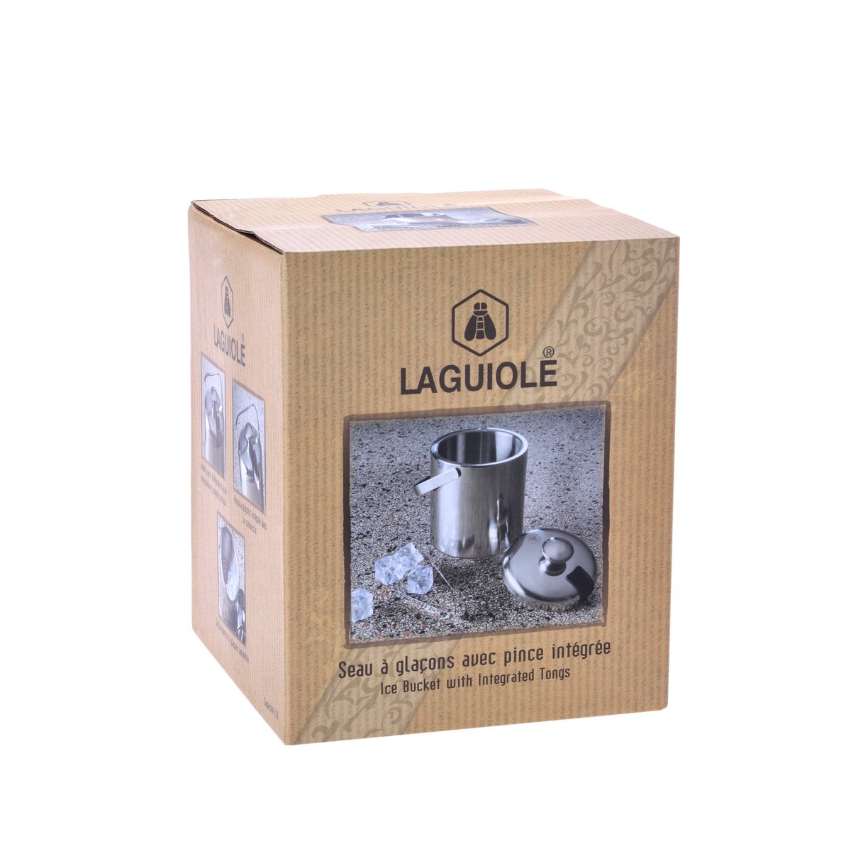 LAGUIOLE BAC A GLACON - wiaderko z lodem ze szczypcami włożonymi do góry