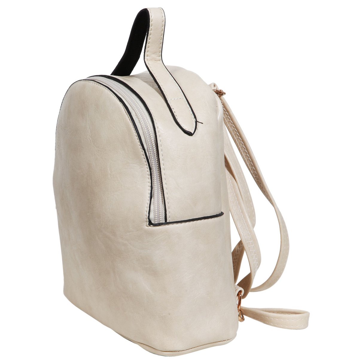 Sac à dos femme en simili cuir, blanc, longueur : 21,5 cm / largeur : 19,0 cm / épaisseur : 8,0 cm