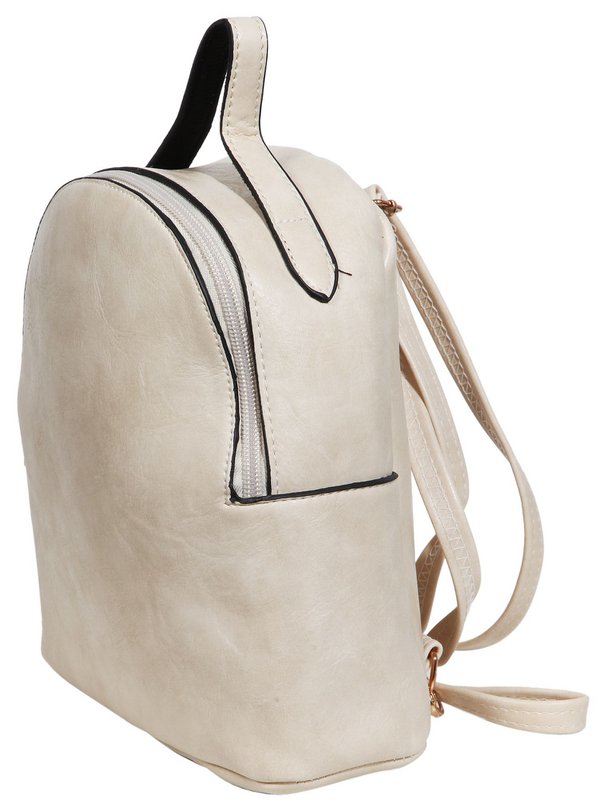 Women's backpack made of imitation leather, white, length: 21.5 cm / width: 19.0 cm / thickness: 8.0 cm