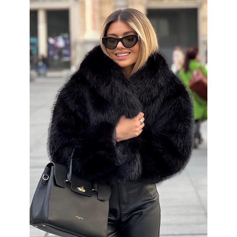Winter Plush Coat Fashion Warm Thicken Fluffy Lapel Jacket Outwear Casual Long Sleeve Tops Womens Clothing