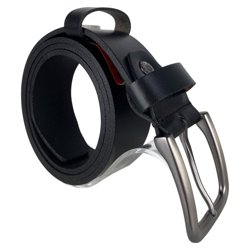 Men's or Women's Belt Black Italian Leather - 4 cm Wide Casual Leather Women's Belt Or Men's Belt