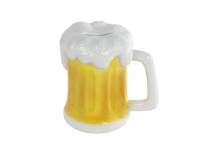 Money box "Beer mug" yellow/white