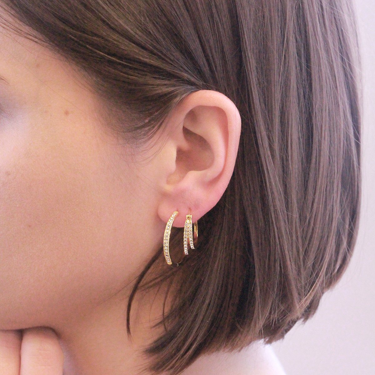Boucles d'oreilles Chic - Doré et Cristal