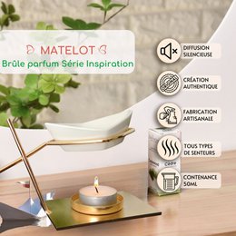 Perfume Burner Inspiration Series – Sailor – Ceramic and Metal Candle Holder – Original and Modern Design – Essential Oils, Scented Waxes – Decoration Idea