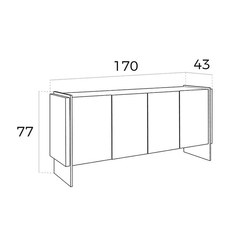 Sideboard aus weißem Holz und gehärtetem Glas
