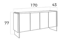 Sideboard aus weißem Holz und gehärtetem Glas