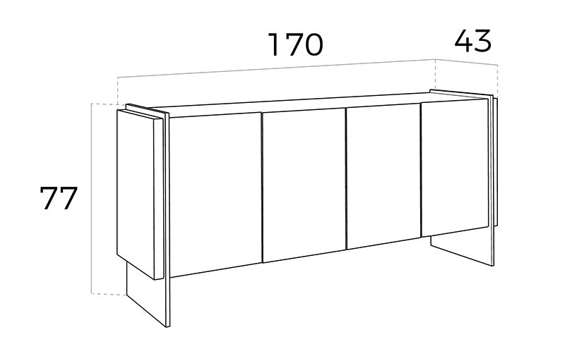 White wooden sideboard and tempered glass