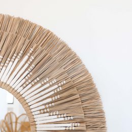 Specchio Seagrass con dettagli in macramè - Ambon bianco ø60cm