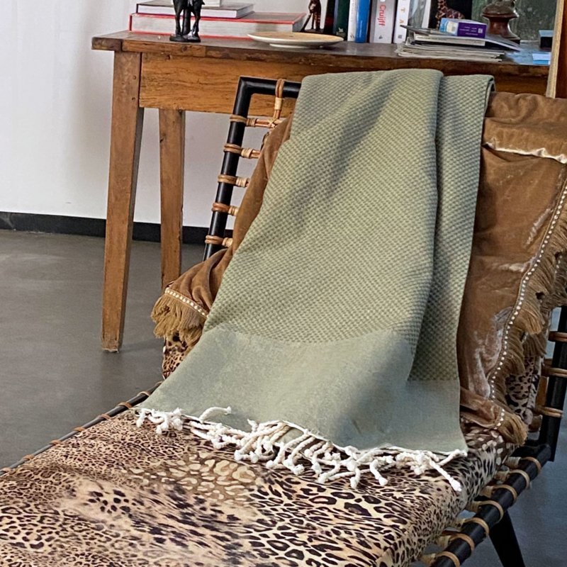 Plaid Grand foulard Honeycomb - Olive Green