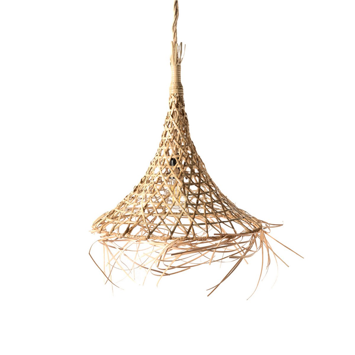 Lampada a sospensione da soffitto Pematangsiantar dalla forma conica.