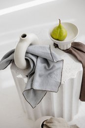 Toarrana de cocina (paño de cocina) / Detalle de contraste de Affogato Grey, 100% de lino