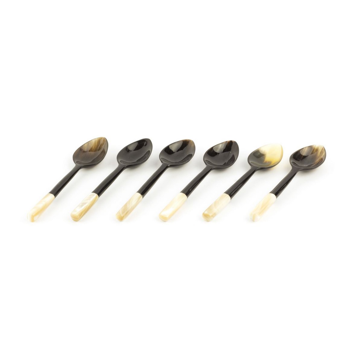 Lot de 6 cuillères à café en nacre et corne