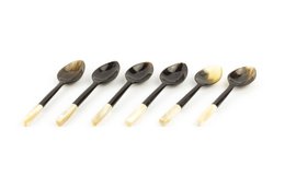 Lot de 6 cuillères à café en nacre et corne