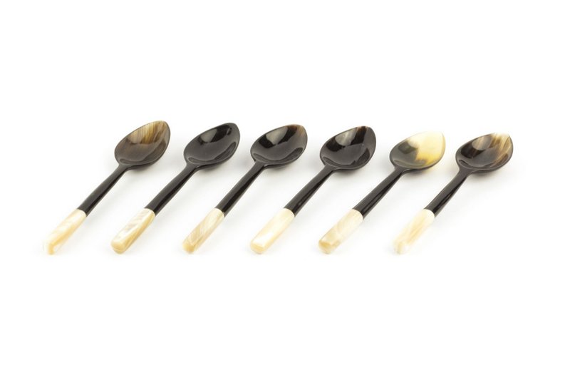 Lot de 6 cuillères à café en nacre et corne