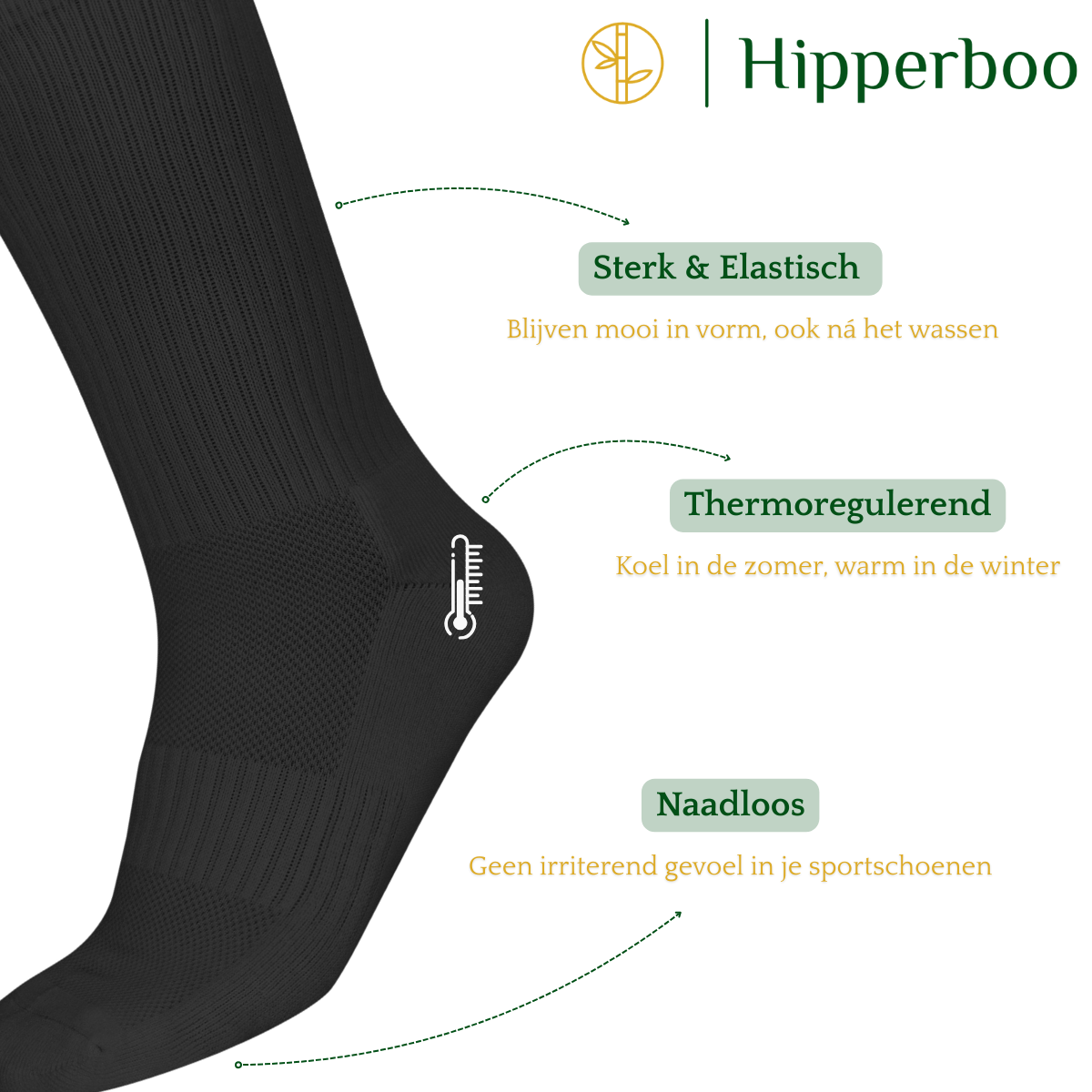 Hipperboo® 3 oder 6 Paar Bambus-Sportsocken | Tennissocken | Laufsocken | Nahtlos | Schwarz oder Weiß | Mehrere Größen