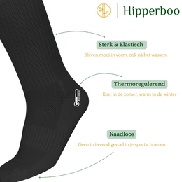 Hipperboo® 3 of 6 Paar Bamboe Sportsokken | Tennissokken | Hardloopsokken | Naadloos | Zwart of Wit | Meerdere maten